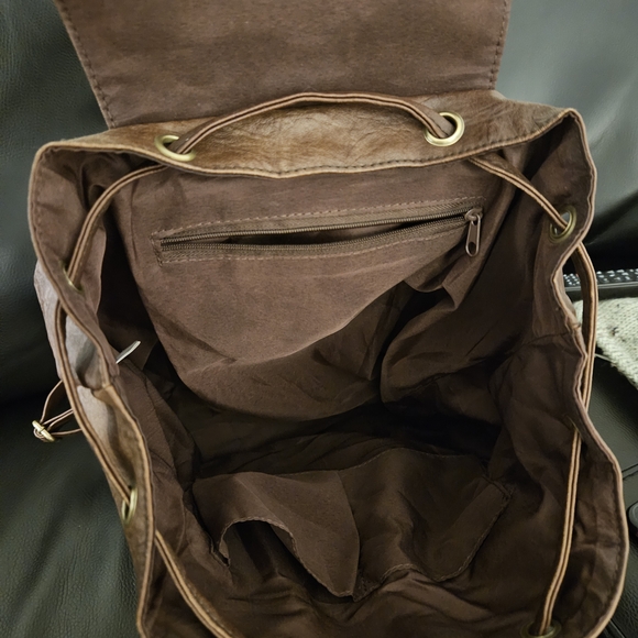 Brown Pleather Backpack - Picture 3 of 4